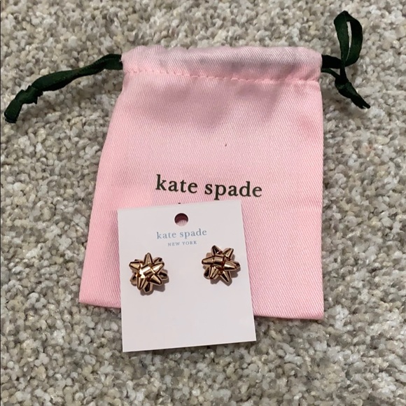 NWT Kate Spade Rose Gold Bourgeois Bow Earrings - Picture 2 of 5